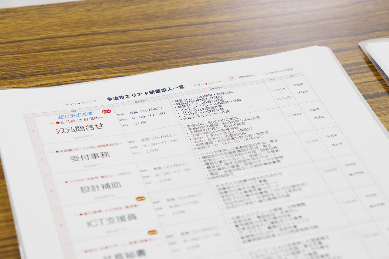 相談会場内・新着求人一覧の資料